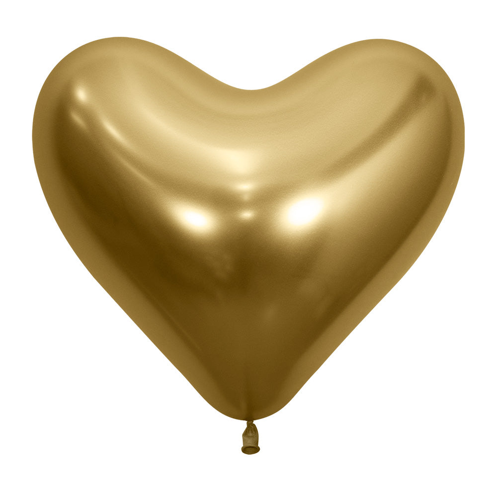 GOLDEN REFLEX HEART LATEX BALLOON 