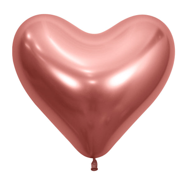 LATEX BALLOON HEART REFLEX GOLD PINK 