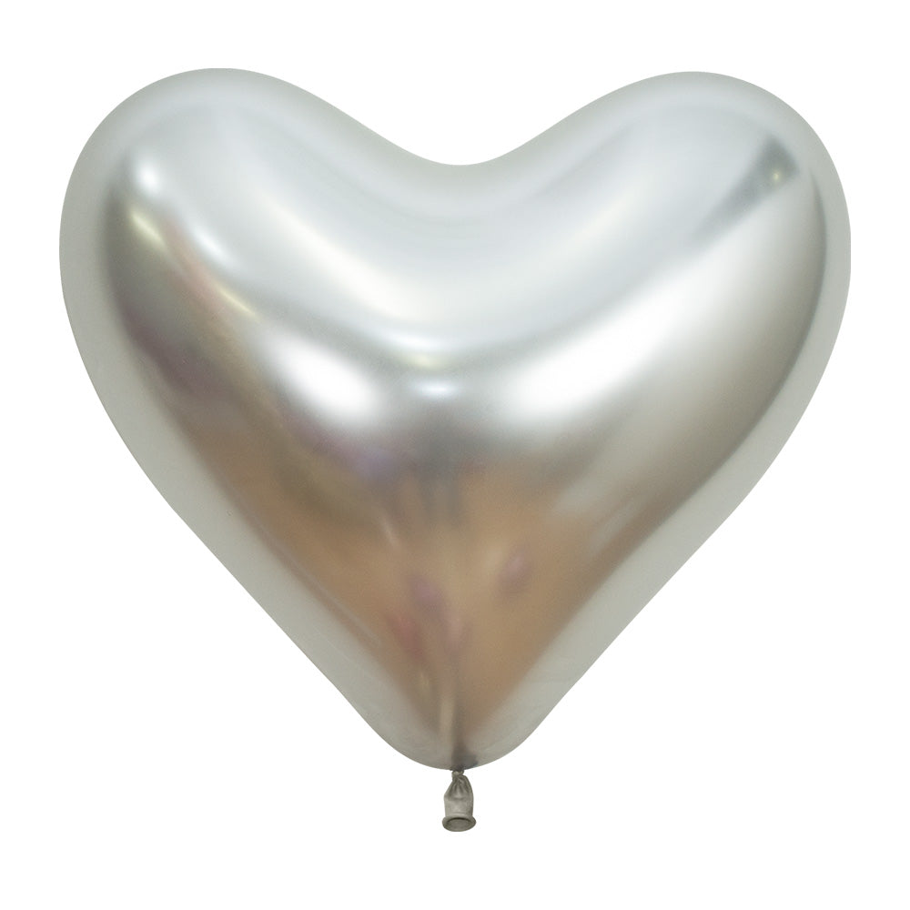 LATEX BALLOON HEART REFLEX SILVER 