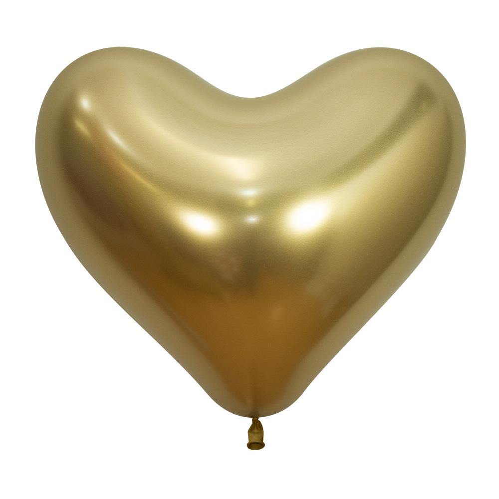 GOLDEN REFLEX HEART LATEX BALLOON 