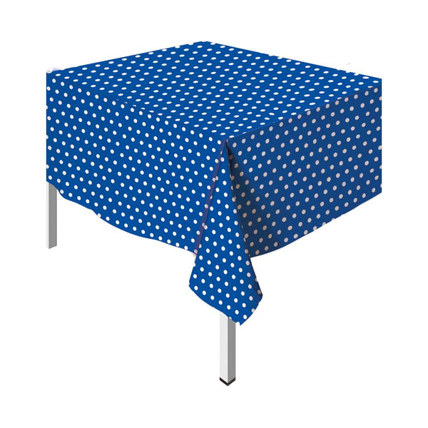 KING BLUE POLKA RECTANGULAR PEVA TABLECLOTH