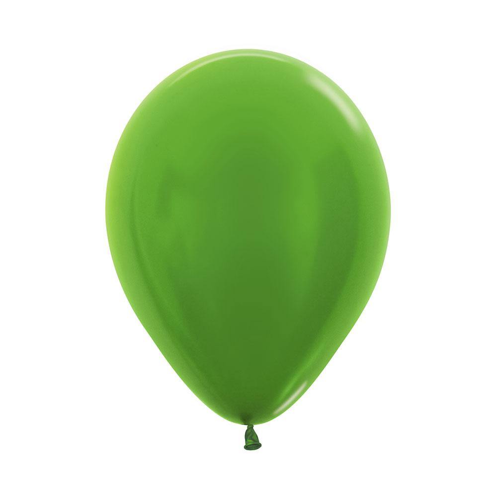 LIME GREEN ROUND METAL LATEX BALLOON 