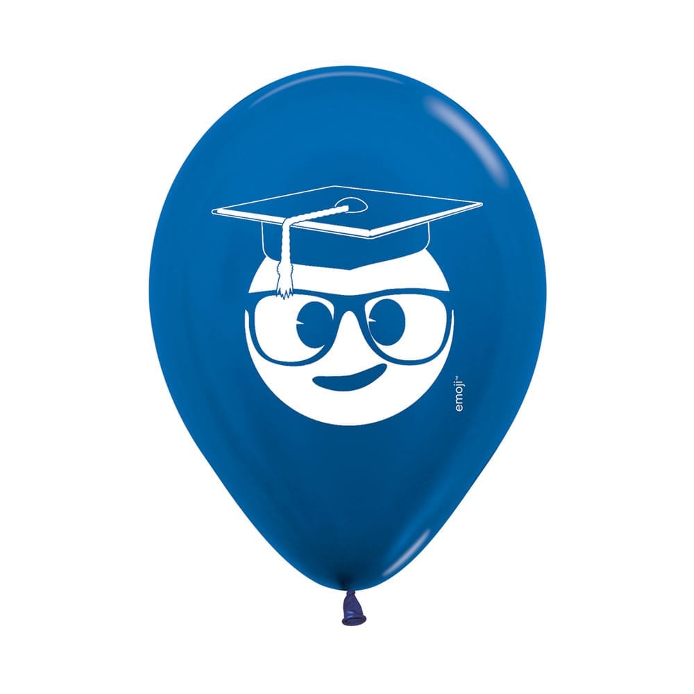 ROUND LATEX BALLOON 2 SIDES EMOJI GRADE METAL BLUE 