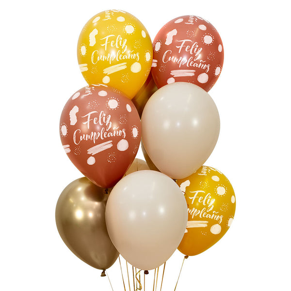 LATEX BALLOON BOUQUET R12 HAPPY BIRTHDAY TERRA ASSORTED