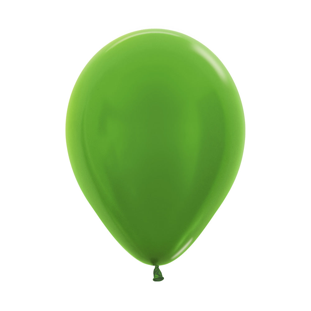 LIME GREEN ROUND METAL LATEX BALLOON 