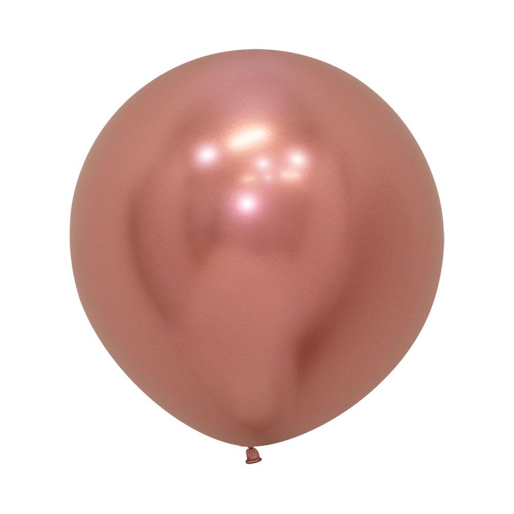 GLOBO LATEX REDONDO REFLEX DORADO ROSA