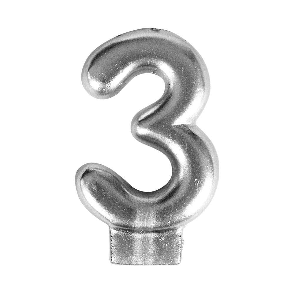 B2B SILVER METALLIC NUMERICAL CANDLE 