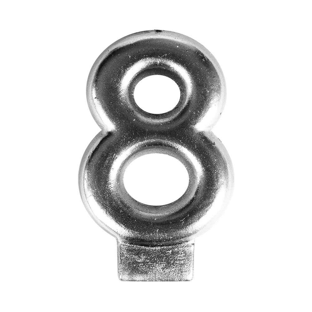 B2B SILVER METALLIC NUMERICAL CANDLE 